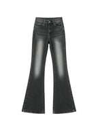 Grey washed high waist flare jeans