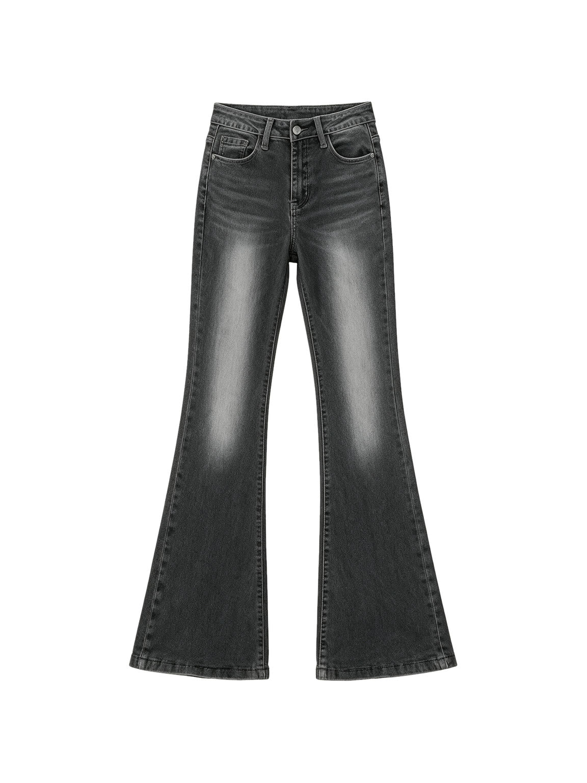 Grey washed high waist flare jeans