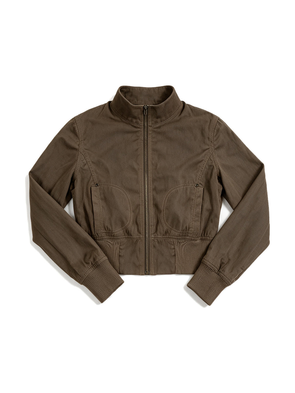 Washed taupe cropped cargo zip jacket