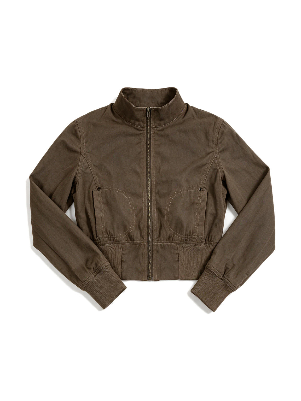 Washed taupe cropped cargo zip jacket