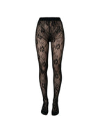 Black floral lace pantyhose