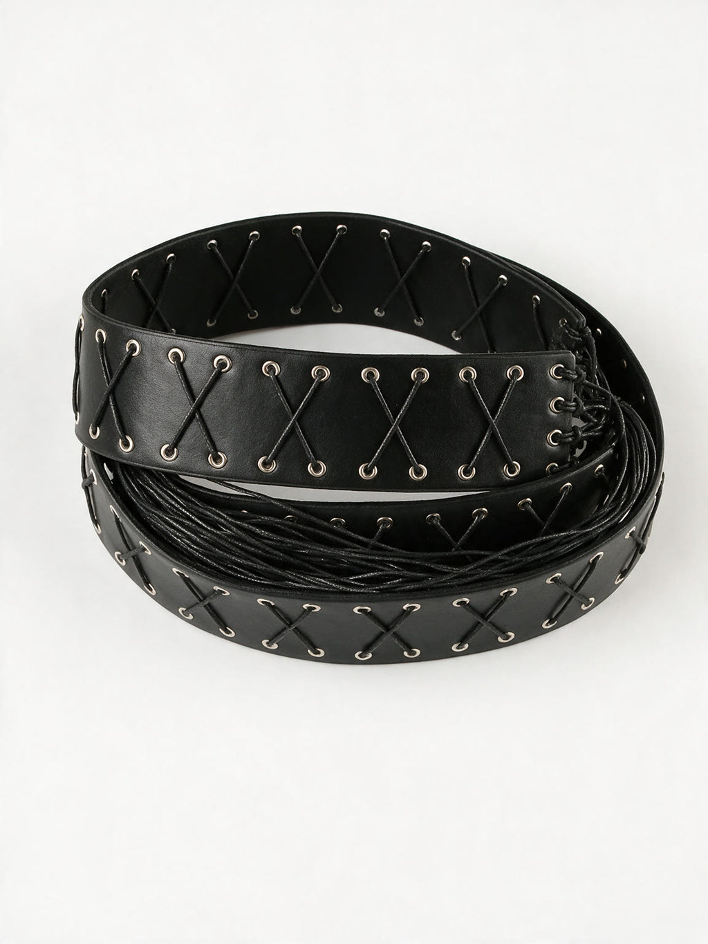 Black laced hip belt with leather tassels