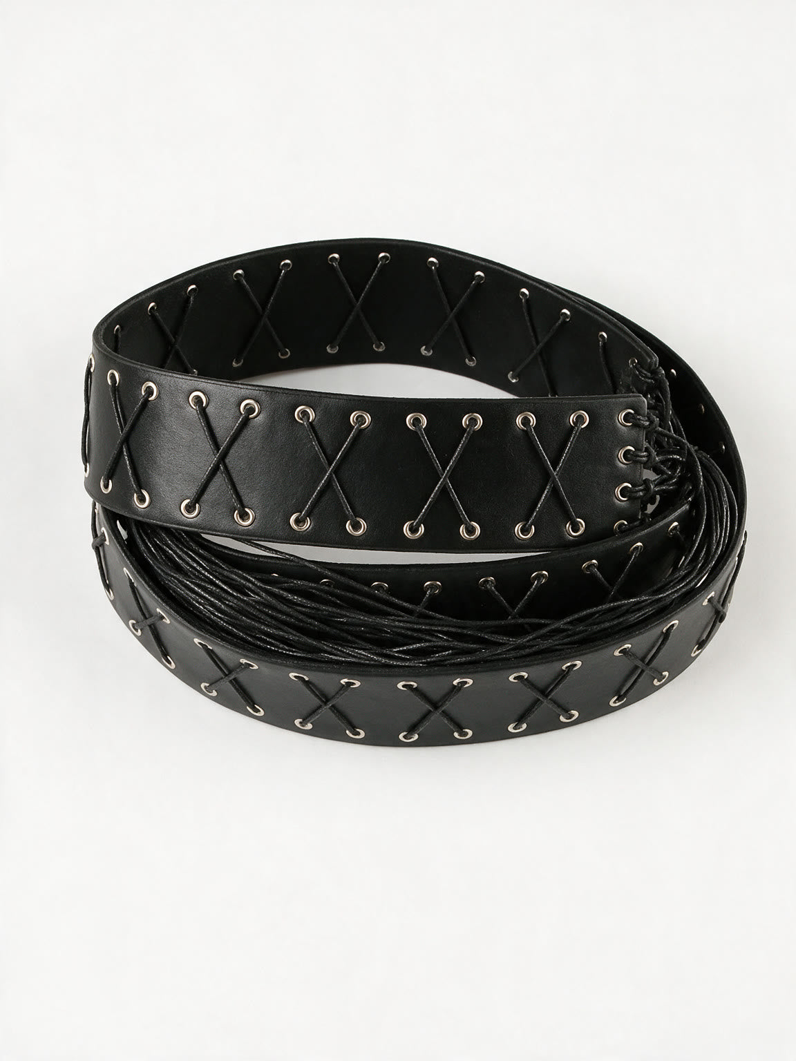 Black laced hip belt with leather tassels