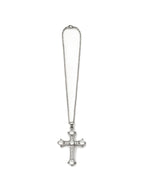 Silver cross pendant necklace set with crystals
