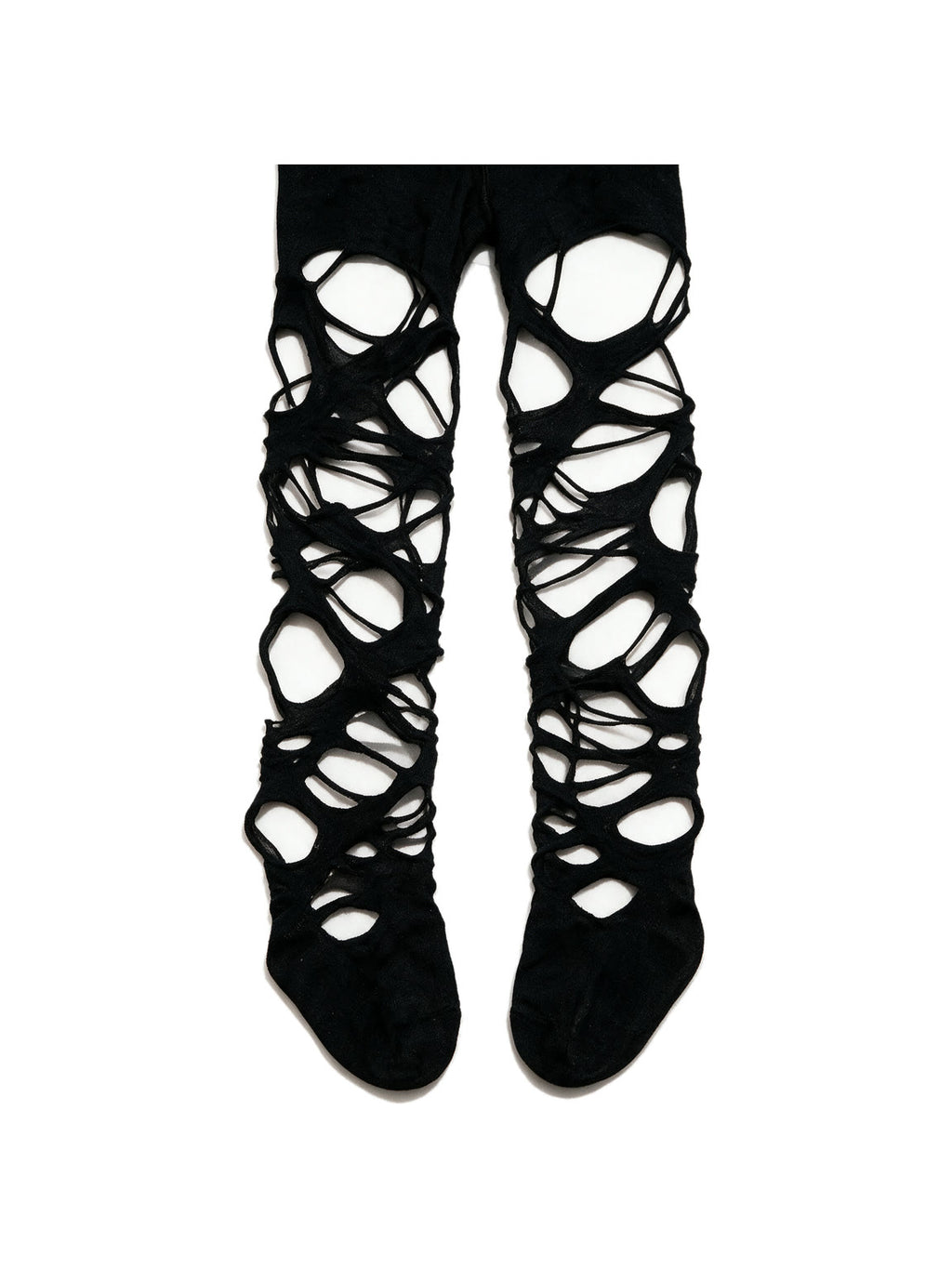 Black tights torn into ladders up both legs