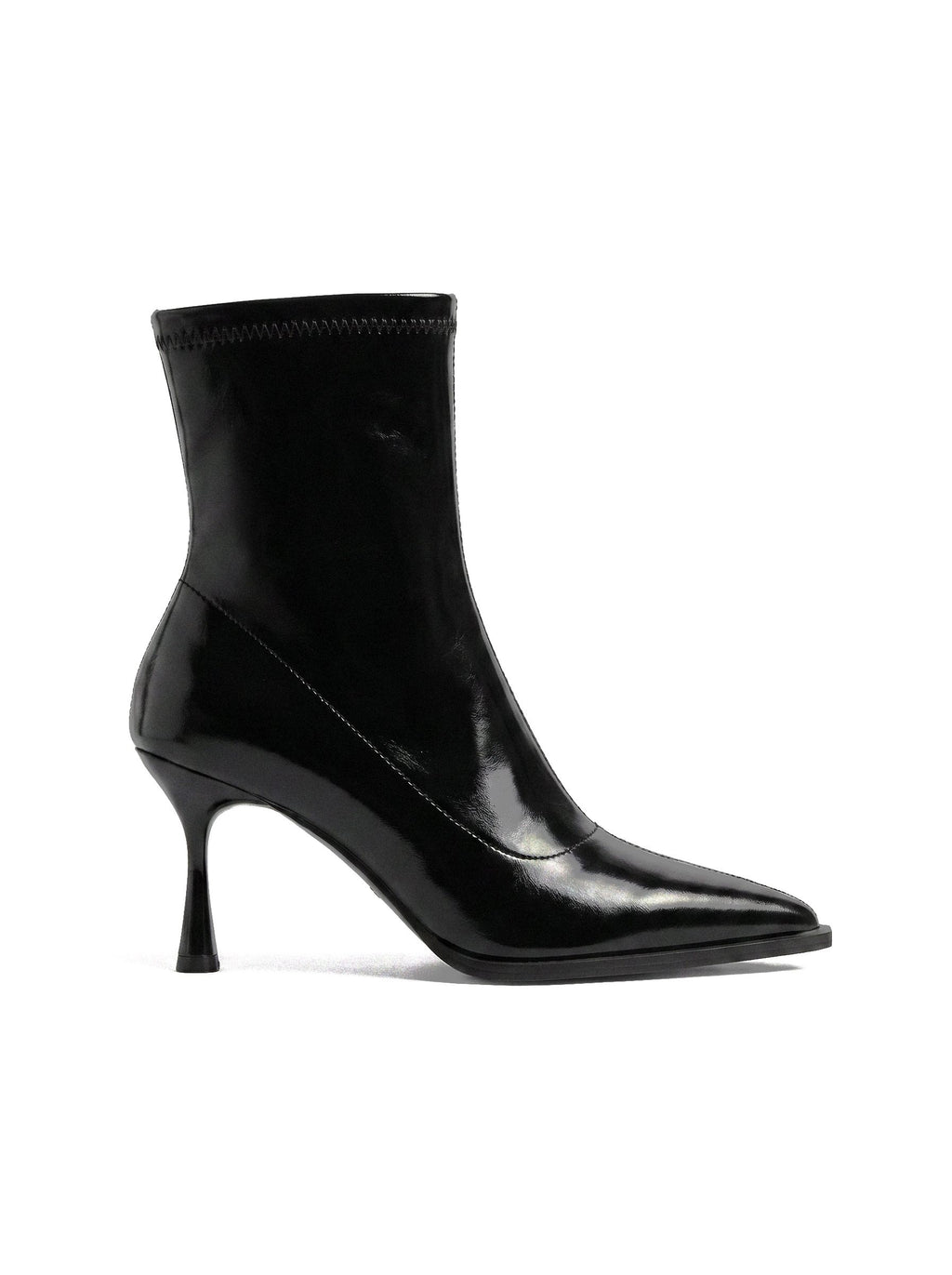 PATENT POINTED STILETTO ANKLE BOOTS