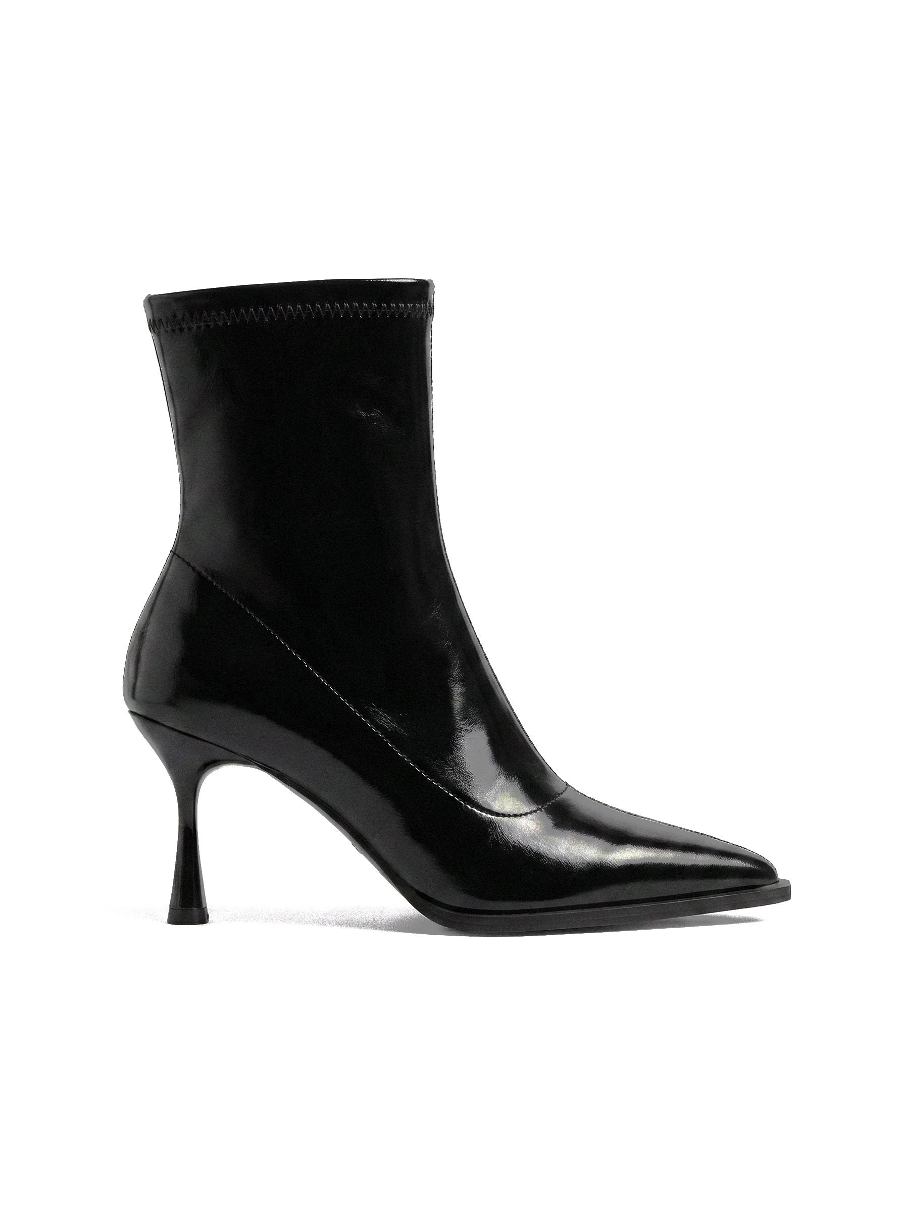PATENT POINTED STILETTO ANKLE BOOTS