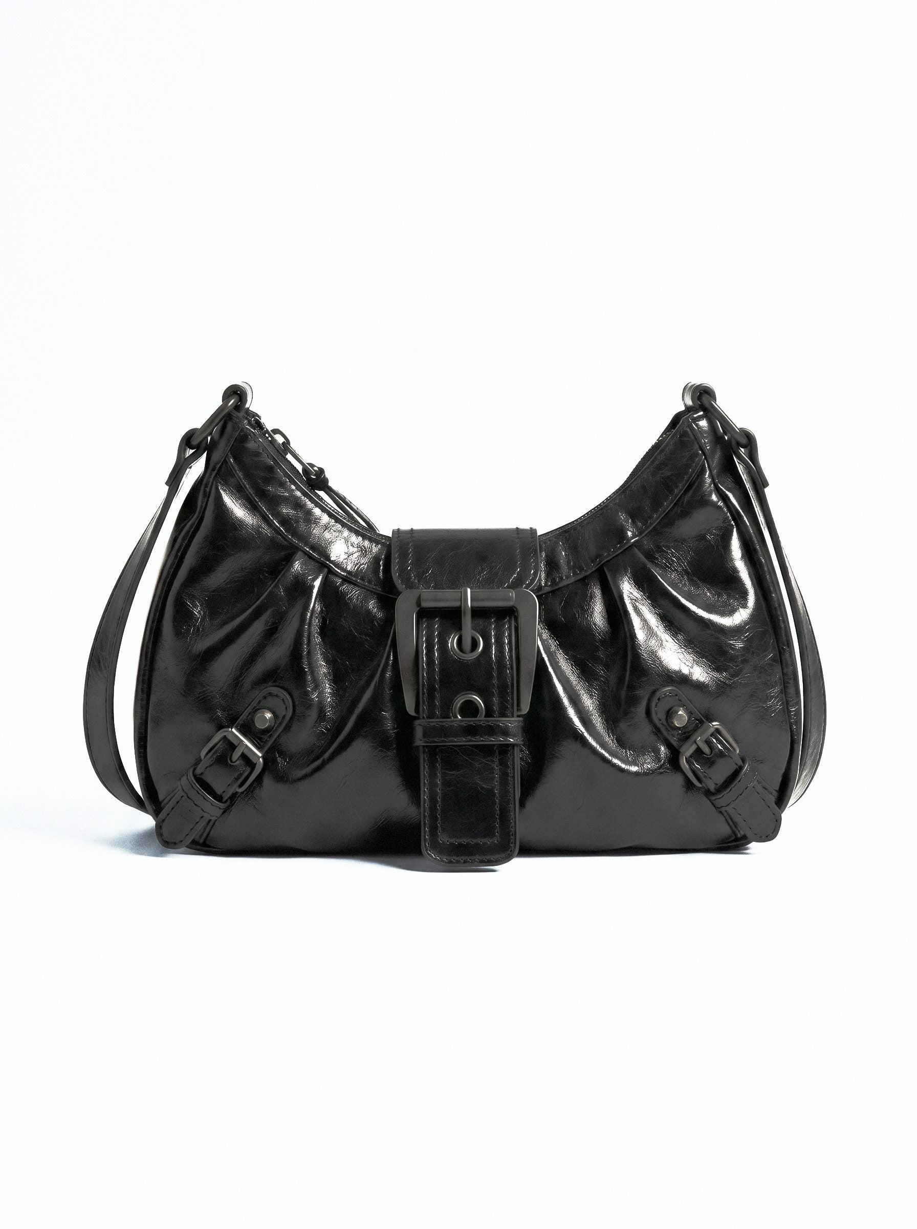 PLEATED BUCKLE SHOULDER BAG
