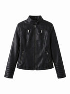 Quilted Shoulder Slim Moto Jacket