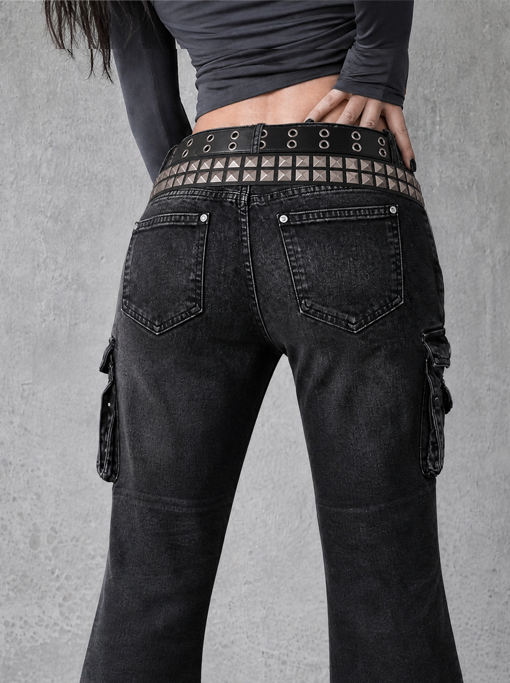 Low-Rise Cargo Bootcut Jeans