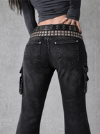 Low-Rise Cargo Bootcut Jeans
