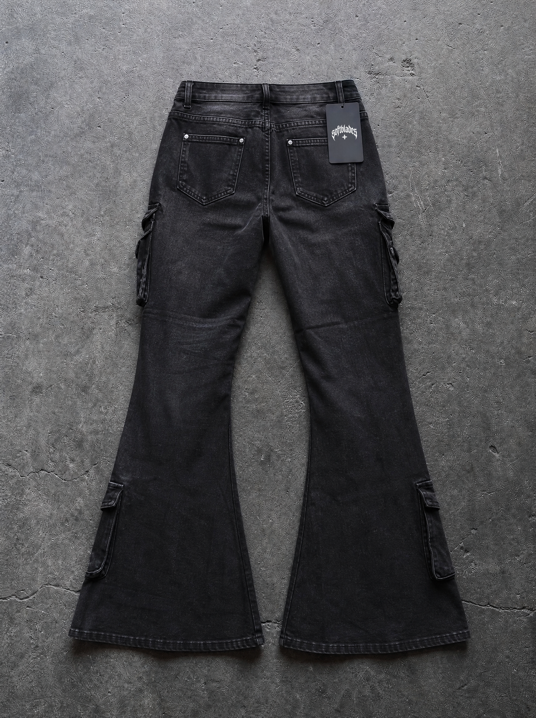 Low-Rise Cargo Bootcut Jeans