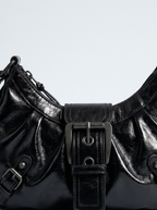 Pleated Buckle Shoulder Bag - detail view