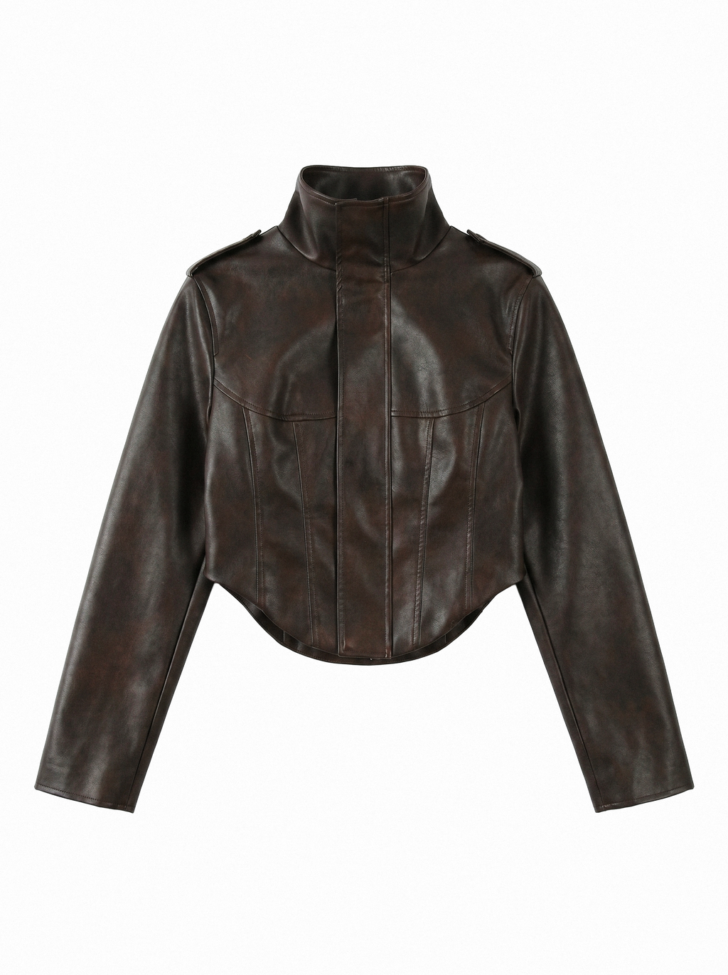Sepia Cropped Corset Moto Jacket - main photo