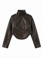 Sepia Cropped Corset Moto Jacket - main photo