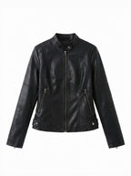 Ribbed Shoulder Slim Moto Jacket