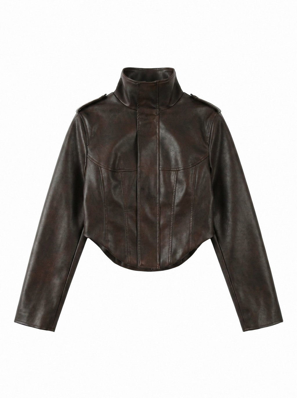 Sepia Cropped Corset Moto Jacket
