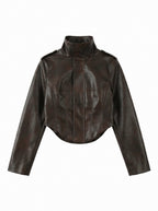 Sepia Cropped Corset Moto Jacket
