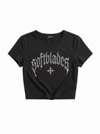 SOFTBLADES RHINESTONE BABY CROP TEE