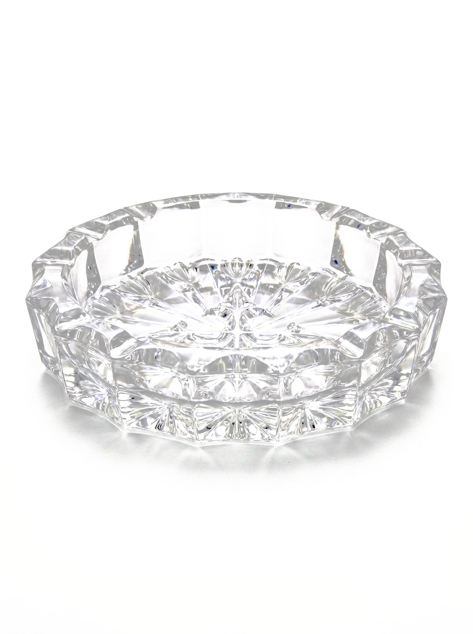 SOFTBLADES STARBURST CUT GLASS ASHTRAY