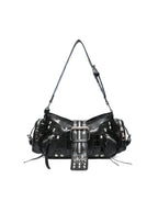 STUDDED CROC MOTO BAGUETTE BAG