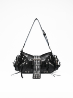 Studded Croc Moto Baguette Bag - main photo