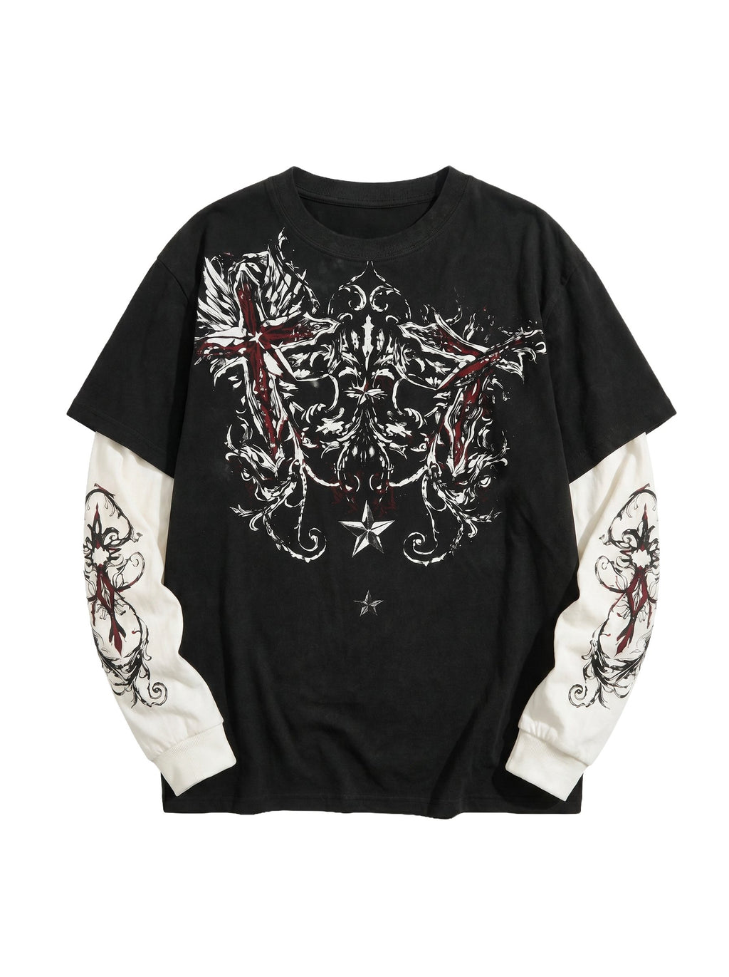 Gothic Cross Layered Longsleeve | Soft Blades