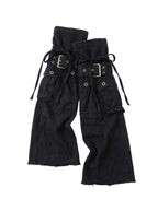Buckled Denim Flare Leg Warmers | Soft Blades