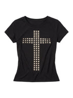Studded Cross Baby Tee | Soft Blades