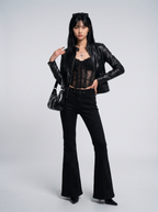 Belted Hem Slim Moto Jacket - side view