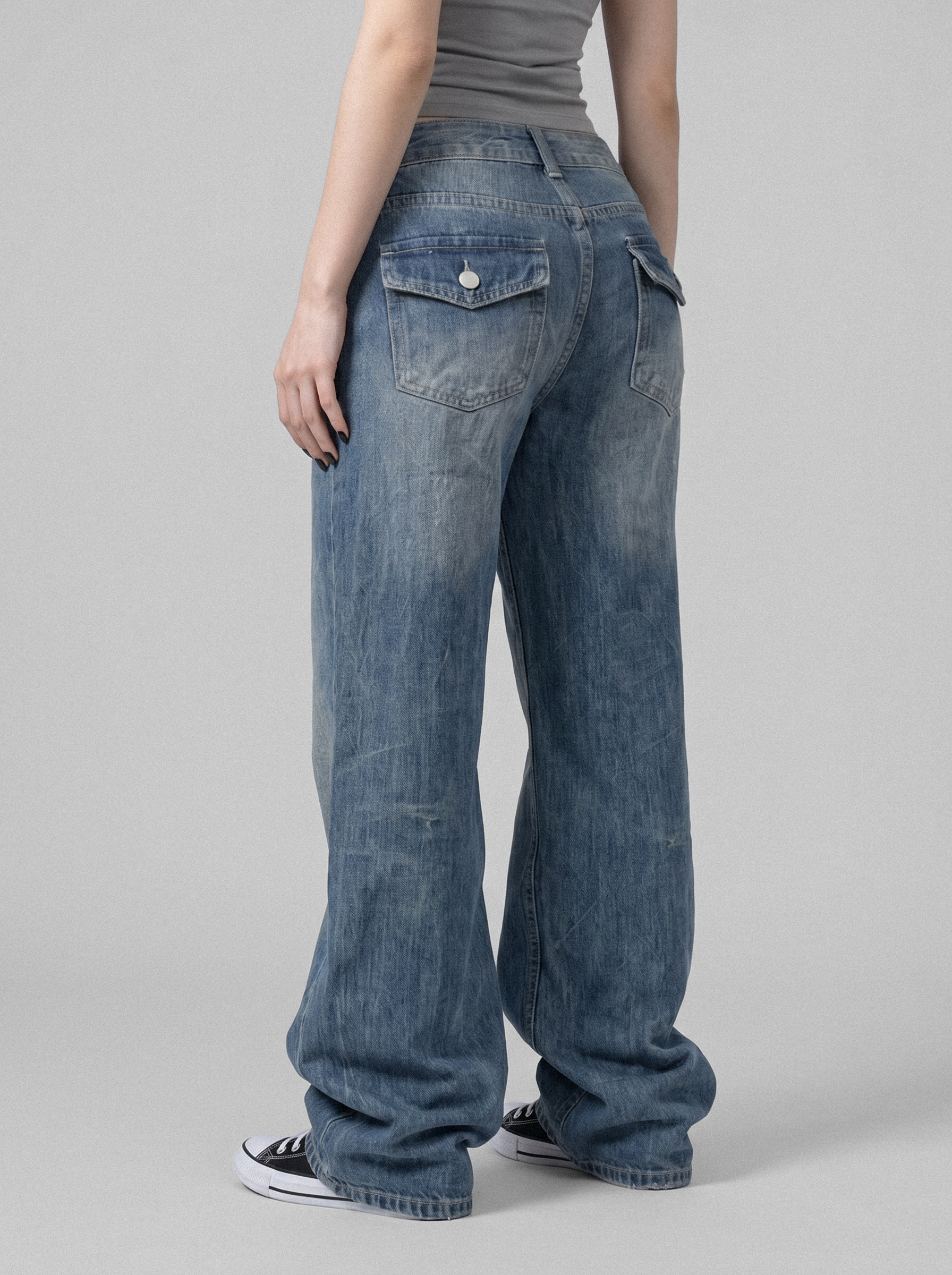 Faded Wash Baggy Jeans