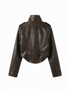 Sepia Cropped Corset Moto Jacket - side view