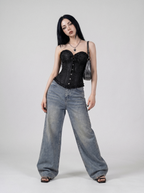 Bow Front Brocade Corset Top - side view
