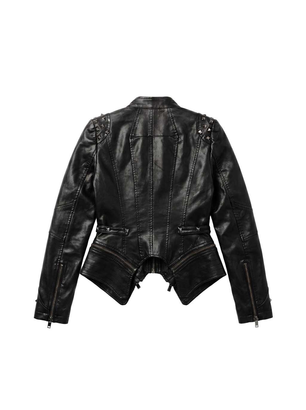 Pyramid Stud Asymmetric Moto Jacket - side view