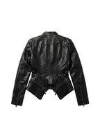 Pyramid Stud Asymmetric Moto Jacket - side view