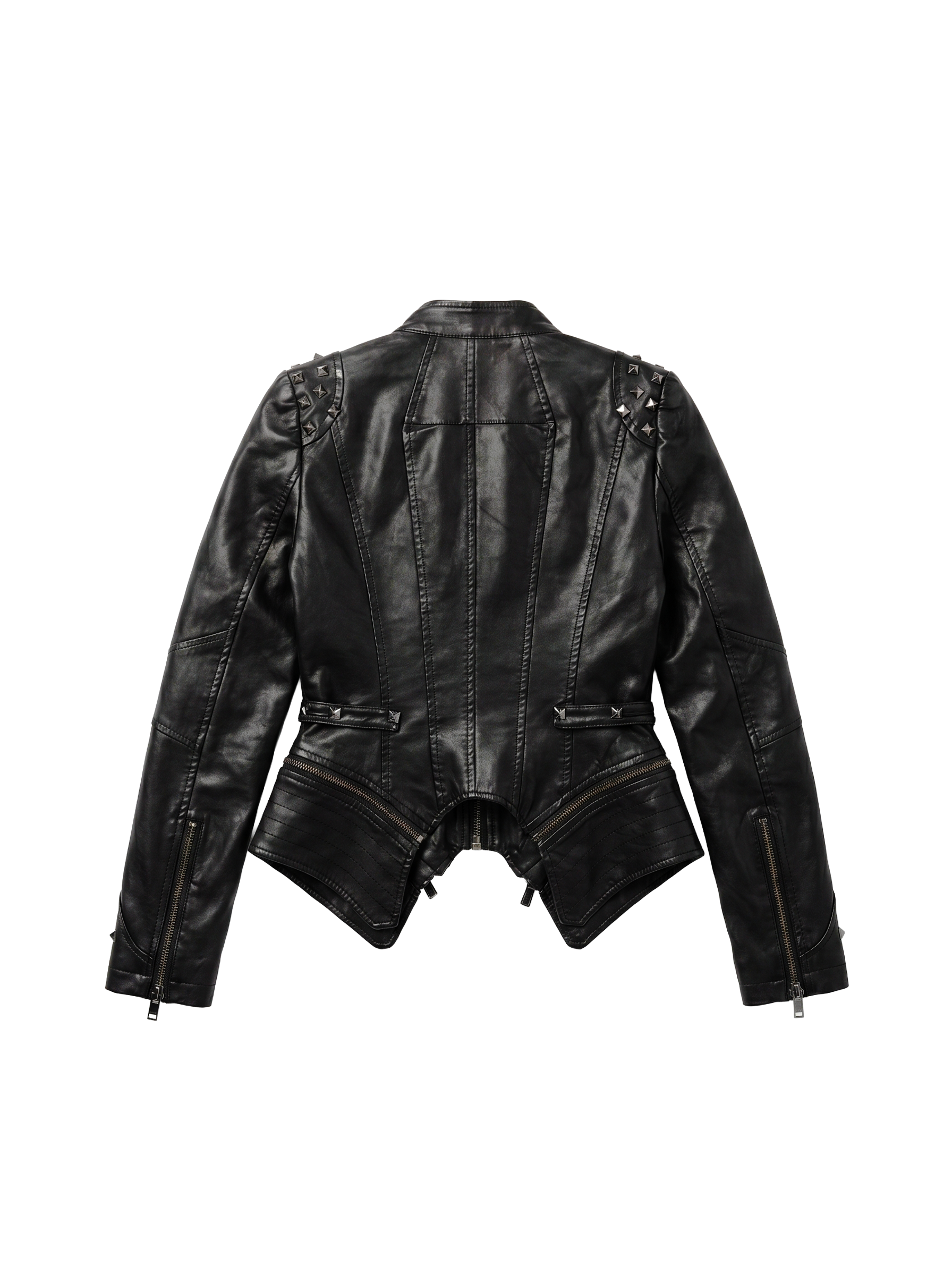 Pyramid Stud Asymmetric Moto Jacket - side view
