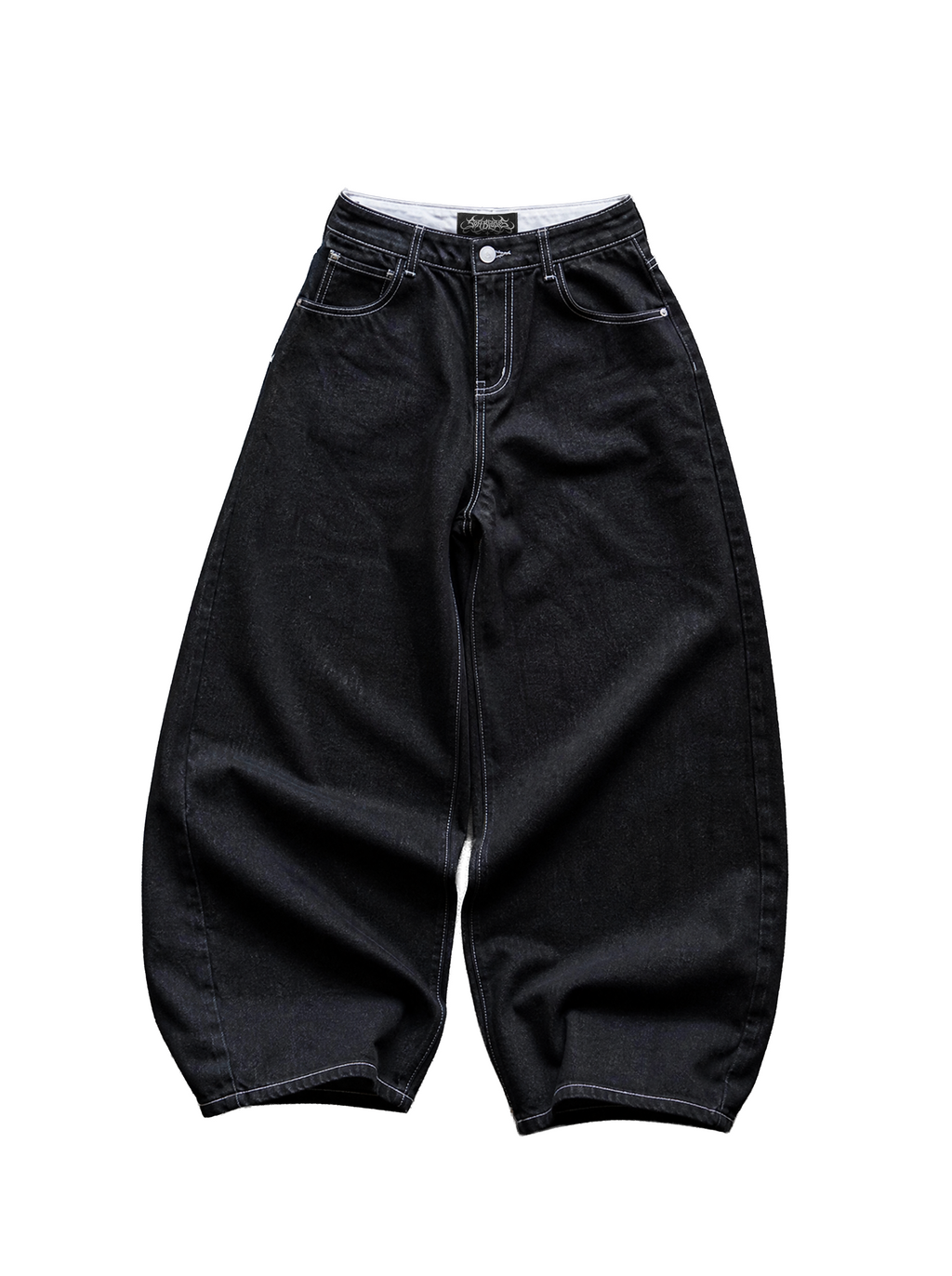 Contrast Stitch Barrel Jeans | Soft Blades