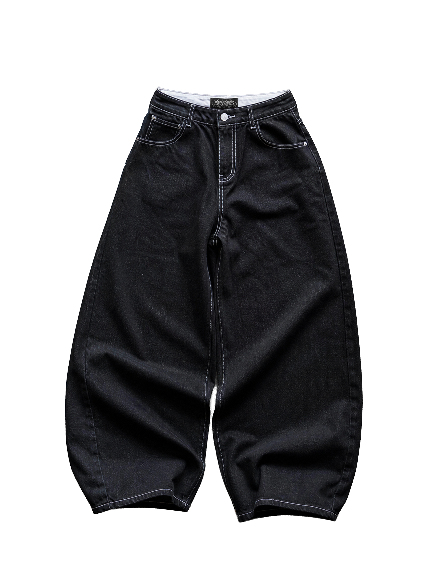 Contrast Stitch Barrel Jeans | Soft Blades
