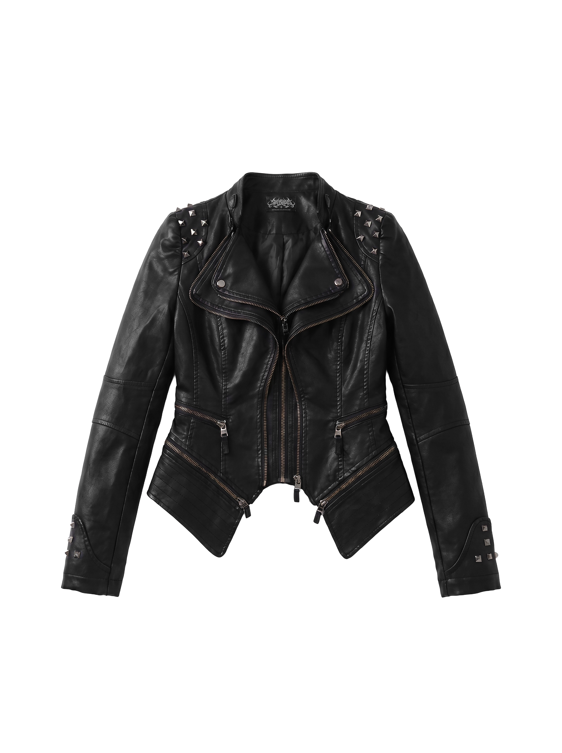 Pyramid Stud Asymmetric Moto Jacket - main photo
